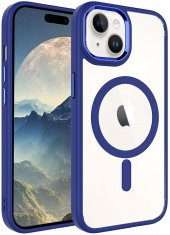 Apple iPhone 15 Plus Kılıf Wireless Şarj Özellikli Krom Magsafe Silikon Kapak - 3