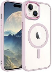 Apple iPhone 15 Plus Kılıf Wireless Şarj Özellikli Krom Magsafe Silikon Kapak - 5