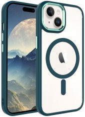 Apple iPhone 15 Plus Kılıf Wireless Şarj Özellikli Krom Magsafe Silikon Kapak - 7