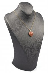 Çilek Kuvars Doğal Taş Gold Renkli Kolye thumbnail 2