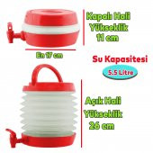 Su Sebili Pratik Katlanabilir Termos Çeşmeli Körüklü 5.5 Litre Piknik Kamp Su Ayran Meşrubat İçecek Bidonu Kırmızı - 3
