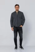 Erkek Regular Fit Fermuarlı Pilot Yaka Cepli Kışlık Astarsız Kaşe Mont - 11