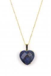 Dumortierite Doğal Taş Gold Renkli Kolye - 1