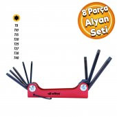 Eltos Allen Anahtar Takımı Çakı T8 T10 T15 T20 T25 T27 T30 T40 Tork Uç Uçlu 8 Parça Set CAT008 - 1
