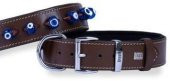 Doggie Konfor Deri Nazar Boncuklu Boyun Tasması Kahve 4X57-65Cm - 1