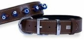 Doggie Konfor Deri Nazar Boncuklu Boyun Tasması Kahve 4X52-60Cm - 1