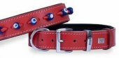 Doggie Konfor Deri Nazar Boncuklu Boyun Tasması Kırmızı 3,5X47-55Cm - 1