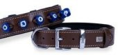 Doggie Konfor Deri Nazar Boncuklu Boyun Tasması Kahve 3,5X47-55Cm - 1