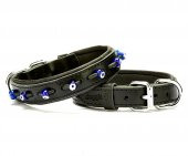 Doggie Konfor Deri Nazar Boncuklu Boyun Tasması 2.5x37-45 CM Siyah - 1