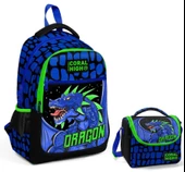 Coral High Mavi Yeşil Dragon İlkokul Okul Sırt ve Beslenme Çantası Seti - Erkek Çocuk thumbnail 1