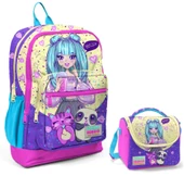 Coral High Mor Pembe Anime Okul Sırt ve Beslenme Çantası Seti - 1