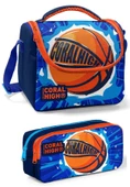 Coral High Erkek Çocuk Mavi Turuncu Basketbol Beslenme Çantası Seti - 1