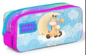 Coral High Kids İki Bölmeli Kız Çocuk Pembe Mavi Zürafa Kalem Çantası Kalemlik - 1