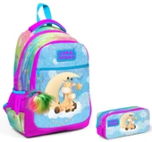 Coral High Pembe Mavi Zürafa İlkokul Sırt Çantası ve Kalemlik Seti thumbnail 1