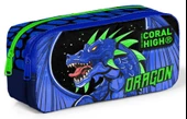Coral High İki Bölmeli Erkek Çocuk Lacivert Yeşil Dragon Kalem Çantası Kalemlik - 1