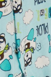 Erkek Bebek Patikli Tulum Pilot Icık Desenli , Açık Mavi - 4