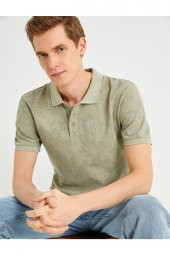 Slim Fit Desenli Polo Yaka Tişört - 1