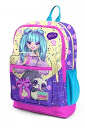Elatae Anime Desenli Lila/Pembe Okul Sırt Çantası 23735 - 3