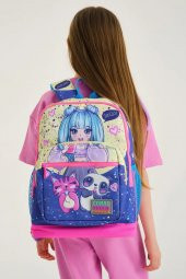 Elatae Anime Desenli Lila/Pembe Okul Sırt Çantası 23735 - 5