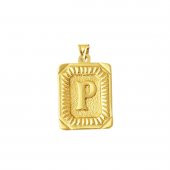 Kare Plakalı 14 Ayar Altın P Harf Kolye Ucu thumbnail 1
