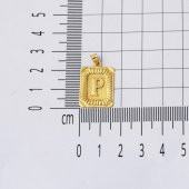 Kare Plakalı 14 Ayar Altın P Harf Kolye Ucu thumbnail 5