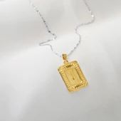 Kare Plakalı 14 Ayar Altın I Harf Kolye Ucu thumbnail 3