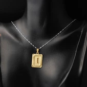 Kare Plakalı 14 Ayar Altın I Harf Kolye Ucu thumbnail 2