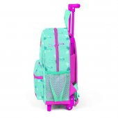 Coral High Kids Minik Yuva Çekçekli Sırt Çantası Su Yeşili Neon Pembe Flamingo Desenli İki Bölmeli 24004 - 2