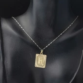 Kare Plakalı H Harf Kolye Ucu 14 Ayar Altın thumbnail 3