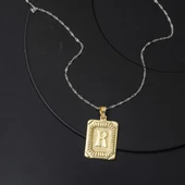 R Harf Kolye Ucu 14 Ayar Kare Altın Plakalı thumbnail 2