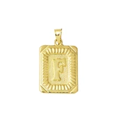 F Harf Kolye Ucu 14 Ayar Kare Altın Plakalı thumbnail 1