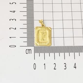 F Harf Kolye Ucu 14 Ayar Kare Altın Plakalı thumbnail 4