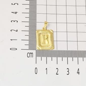 K Harf Kolye Ucu 14 Ayar Kare Altın Plakalı thumbnail 4