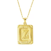 Altın Kare Plakalı Z Harf Kolye 14 Ayar thumbnail 1