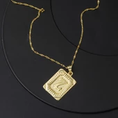 Altın Kare Plakalı Z Harf Kolye 14 Ayar thumbnail 4
