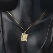 Altın Kare Plakalı Z Harf Kolye 14 Ayar thumbnail 2