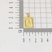 Altın Kare Plakalı A Harf Kolye 14 Ayar thumbnail 5