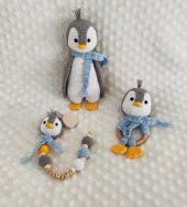 Penguen Yeni Doğan Takımı Amigurumi Organik Oyuncak - 1