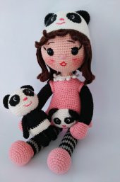 Panda Kız Bebek Amigurumi Organik Oyuncak - 1
