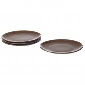 4 Adet Tabak Seti Parlak Kahverengi Renk 26 cm, 4 Adet, Stoneware Yuvarlak Tabak Seti - 1