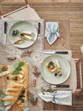 4 Adet Tabak Seti Mat Açık Yeşil Renk 26 cm, 4 Adet, Stoneware Yuvarlak Tabak Seti - 5