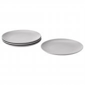 4 Adet Tabak Seti Mat Açık Gri Renk 26 cm, 4 Adet, Stoneware Yuvarlak Servis Tabak Seti - 1
