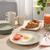 4 Adet Tabak Seti Parlak Bej Renk 26 cm, 4 Adet, Stoneware Yuvarlak Tabak Seti - 4