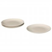4 Adet Tabak Seti Parlak Bej Renk 26 cm, 4 Adet, Stoneware Yuvarlak Tabak Seti - 1