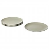 4 Adet Tabak Seti Mat Açık Yeşil Renk 26 cm, 4 Adet, Stoneware Yuvarlak Tabak Seti - 1