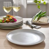 4 Adet Tabak Seti Mat Açık Gri Renk 26 cm, 4 Adet, Stoneware Yuvarlak Servis Tabak Seti - 2