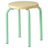 Çam Tabure Su Yeşili Renk MeridyenDukkan 45 cm Yuvarlak Tabure Tekli - 1