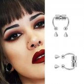 Gümüş Mıknatıslı Fake Burun Piercing -Top Ve Ok Uçlu Paslanmaz Septum Deliksiz Pirsing - 1