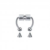 Gümüş Mıknatıslı Fake Burun Piercing -Top Ve Ok Uçlu Paslanmaz Septum Deliksiz Pirsing - 3