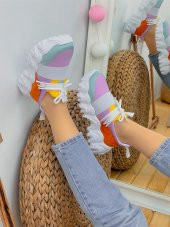 Bağcık Detaylı Rahat  Kadın Sneakers Spor ayakkabı - 4